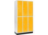 Schäfer Shop Select Kleiderspind, mit 3 x 2 Abteilen, 300 mm, mit Sockel, Drehriegelverschluss, Tür gelb
