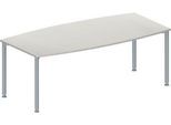 Schäfer Shop Genius Konferenztisch MODENA FLEX, Boot, 4-Fuß Rundrohr, B 2000 x H 720-840 mm, lichtgrau/weißaluminium RAL 9006