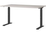 Schreibtisch Aalborg, mechanisch höhenverstellbar, bis 80 kg, Rechteck, C-Fuß, B 1400 x T 800 x H 680 - 910 mm, kaschmir/schwarzgrau