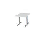 Schäfer Shop Select Besprechungstisch Planova Basic, Quadrat, T-Fuß, B 1000 x T 1000 x H 717 mm, lichtgrau/weißaluminium RAL 9006