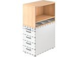 Aufsatzregal Breno, für Standcontainer Breno, inkl. 3 Kunststoffeinsätze, B 428 x T 800 x H 530 mm, Spanplatte, Eiche