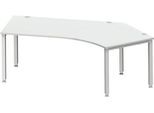 Schäfer Shop Genius Winkelschreibtisch MODENA FLEX 135°, Ansatz rechts, 4-Fuß-Quadratrohr, B 2165 mm, lichtgrau