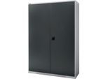 Schäfer Shop Genius Flügeltürschrank FS, Stahl, mit Belüftungslöchern, B 1343 x T 420 x H 1950 mm, 5 OH, weißaluminium/anthrazitgrau, bis 450 kg