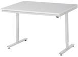 Rau ESD-Arbeitstisch Adlatus, elektrisch höhenverstellbar, 28 mm Spanplatte mit Melaminbelag, bis 150 kg, B 1250 x T 1000 x H 720-1120 mm, lichtgrau