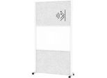 MAUL Stellwandsystem MAULconnecto, 2x Akustikvlies hell, 1x Whiteboard, Klettverbindung, auf Rollen, H 1800 x B 1000 mm, weiß