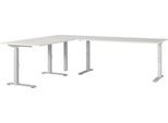 Eckschreibtisch Agenda, mechanisch höhenverstellbar, B 2400 x T 2000 x H 680-910 mm, Lichtgrau/Silber