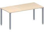 Schäfer Shop Genius Konferenztisch MODENA FLEX, Rechteck, 4-Fuß Quadratrohr, B 1600 x T 800 x H 720-840 mm, Ahorn/weißaluminium RAL 9006
