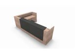 Winkeltheke Spezia, B 3655 x T 2055 x H 1130 mm, Ulme-Dekor/Leder grau