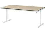 Rau Arbeitstisch Adlatus, elektrisch höhenverstellbar, 22 mm MDF-Platte, bis 150 kg, B 2000 x T 1000 x H 720-1120 mm, braun/lichtgrau