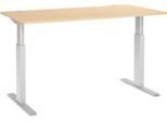Schäfer Shop Select Schreibtisch ERGO-T, elektrisch höhenverstellbar, Rechteck, T-Fuß, B 1600 x T 800 x H 725-1185 mm, Ahorn-Dekor/weißaluminium