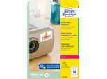 Avery Zweckform Etiketten L6141-20, extra stark haftend, geeignet für Laserdrucker, 63,5 x 33,9 mm, 480 Stück/20 A4-Bogen, Polyesterfolie, weiß
