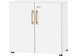 Schäfer Shop Select Schrank Start Off Wood, 2 OH, abschließbar, B 800 x T 420 x H 788 mm, Holz, weiß
