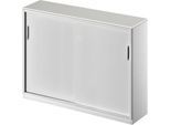 Schäfer Shop Genius Schiebetürenschrank TETRIS SOLID, 3 OH, Mitteltrennwand, B 1600 x T 413 x H 1170 mm, lichtgrau/weißalu