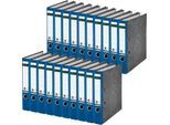 LEITZ® Ordner 1050, DIN A4, Rückenbreite 52 mm, Griffloch, geklebtes Rückenschild, Hartpappe, 20 Stück, blau