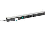 Steckdosenleiste 683/8, 4-fach, 2 x USB A, An/Aus-Schalter, FI-Schalter, 4,5 m langes Kabel, 16 A/250 V, B 683 x T 44 x H 52 mm, Aluminium