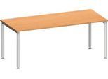 Schäfer Shop Genius Schreibtisch MODENA FLEX, 4-Fuß-Rundrohr, B 1800 x T 800 mm, Buche/weißalu