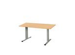Schäfer Shop Select Besprechungstisch Planova Basic, Rechteck, T-Fuß, B 1400 x T 800 x H 717 mm, Buche/weißaluminium RAL 9006