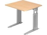 Schreibtisch TARVIS, C-Fuß, Rechteck, B 800 mm, Gestell silber, höhenverstellbar, Ahorn-Dekor
