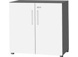Schäfer Shop Select Schrank SET UP, 2 OH, abschließbar, B 800 x T 420 x H 788 mm, graphit/weiß