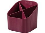 Stiftehalter HAN Karma, 4 unterschiedlich hohe Fächer, B 111 x H 105 x T 111 mm, recycelter Kunststoff, rot