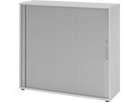 Querrollladenschrank Breno, 3 OH, abschließbar, stapelbar, B 1200 x T 400 x H 1100 mm, Spanplatte, lichtgrau