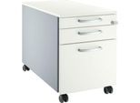 Schäfer Shop Select Rollcontainer 126, 1 Schublade, HR- & Utensilienauszug, runde Griffe, weißalu/weißalu/weiß