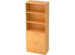 Hängeregistraturschrank JENA, 5 OH, B 800 mm, 2 Schubladen, abschließbar, Buche-Dekor