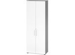 Schränke Breno, 6 OH, abschließbar, 28 kg je Boden, B 800 x T 420 x H 2156 mm, graphit/weiß