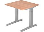Schreibtisch TOPAS LINE, manuell höheneinstellbar, B 800 mm, Nussbaum/silber/silber