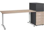 Schäfer Shop Select Büromöbelset LOGIN 2-teilig, Schreibtisch B 1600 mm, Eiche-Dekor