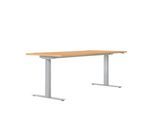 Schreibtisch ERGO DRIVE ED 470, elektrisch höhenverstellbar, Rechteck, T-Fuß, B 1800 x T 800 x H 692-1147 mm, Buche/weißaluminium RAL 9006