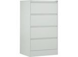 Schäfer Shop Select Hängeregisterschrank B 780 x T 580 x H 1350 mm, Stahlblech lichtgrau, 4 Schubfächer zweibahnig + 50 DIN A4 Hängemappen, blau