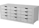 Schubladenbox Paperflow, Format A4, 12 Schübe mit geschlossener Front, Griffmulde & Etikettenhalter, Etiketten, B 857 x T 342 x H 350 mm, PS, grau