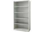 Schäfer Shop Genius Regalschrank FS, 5 OH, 4 höhenverstellbare Fachböden, bis 450 kg, B 1055 x T 420 x H 1950 mm, Stahl, lichtgrau RAL 7035