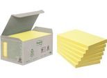 Post-it® Haftnotizen, Recycling-Papier, 127 mm x 76 mm, 6 x 100 Blatt, gelb