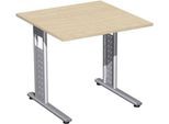 Schreibtisch ALICANTE, C-Fuß, Rechteck, B 800 x T 800 x H 680-820 mm, Ahorn-Dekor