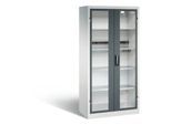 C+P Akkuladeschrank Basic mit Sichtfenster aus Acrylglas, H 1950 x B 930 x T 500 mm, Lichtgrau/Anthrazit