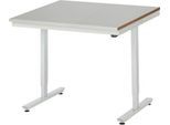 Rau Arbeitstisch Adlatus, elektrisch höhenverstellbar, 25 mm MDF-Platte, Edelstahlbelag, bis 150 kg, B 1000 x T 800 x H 720-1120 mm, silber/lichtgrau