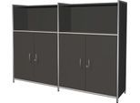 Kombischrank Toledo, mit Sichtrückwand, abschließbar, 3 OH, 2 Fächer, B 1580 x T 380 mm, anthrazit