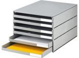 Schubladenbox styro® Styroval, Format C4, 6 offene Schübe, stapelbar, Beschriftungsmaterial, B 243 x T 335 x H 200 mm, Recycling-Kunststoff, schwarz-grau