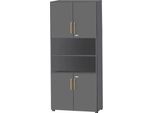 Schäfer Shop Select Kombischrank Start Off Wood, 6 OH, abschließbar, B 800 x T 420 x H 2240 mm, Holz, graphit