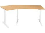 Schäfer Shop Genius Winkelschreibtisch AERO FLEX, elektrisch höhenverstellbar, 135° Winkel links, B 2165 mm, Buche/weiß + Memorypanel