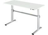 Schäfer Shop Select Arbeitstisch, elektrisch höhenverstellbar, Rechteck, C-Fuß, B 1600 x T 800 x H 725-1185 mm, lichtgrau/weißaluminium