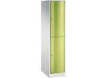 C+P Garderobenspind Resisto, 1 Abteil, 2 Fächer, B 396 x T 640 x H 1950 mm, Lichtgrau/Clowngrün