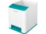 Stiftehalter Leitz WOW Sound, 1 Fach, Smartphone-Fach mit Soundverstärkung, weiß/eisblau