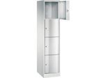 C+P Schließfachschrank Resisto, 1 Abteil, 4 Fächer, B 396 x T 540 x H 1950 mm, Lichtgrau/Lichtgrau