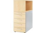 Schäfer Shop Genius Standcontainer mit Aufsatzregal, abschließbar, runder Griff, Ahorn/weißalu