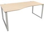 Schäfer Shop Genius Freiformschreibtisch MODENA FLEX, Bügelfuß, manuell höhenverstellbar, Ansatz links, B 1800 mm, Ahorn-Dekor