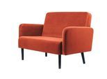 Zweisitzer Sofa meet by Paperflow LISBOA, Samtbezug rostfarben, Fußgestell schwarz, B 1240 x T 815 x H 830 mm