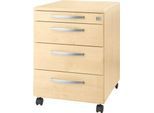 Schäfer Shop Select Rollcontainer LOGIN, 3 Schubladen, 1 Utensilienauszug, Zentralverriegelung, B 432 x T 580 x H 595 mm, Ahorn Dekor